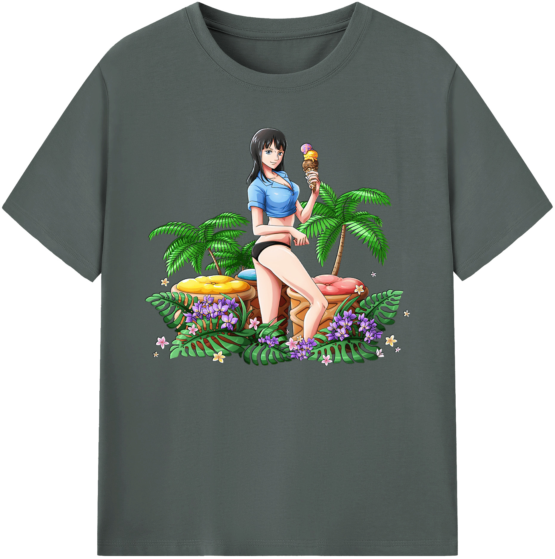 ワンピース ニコ・ロビン ONE PIECE Nico Robin 綿100％ メンズ半袖Tシャツ｜肌触りやわらか＆通気性
